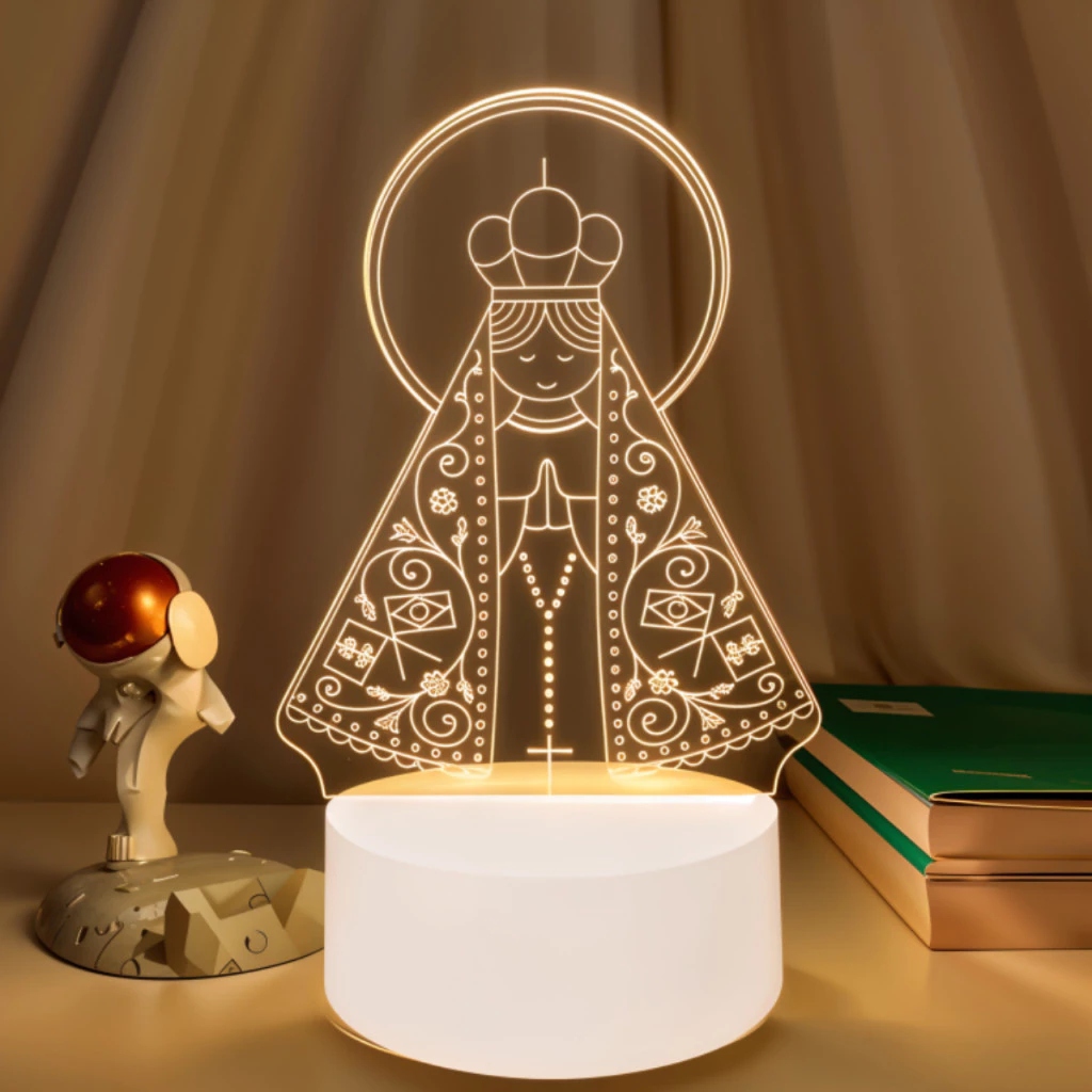 Luminária Abajur 3D IluminaMax acesa em exibição de brilho tridimensional