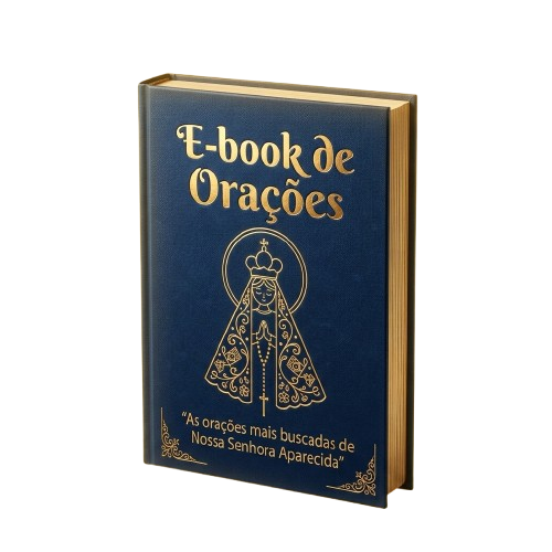 Mockup 3D do E-book de Orações de Nossa Senhora Aparecida